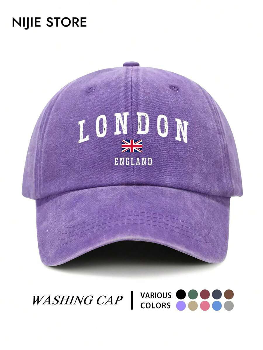 1件多色可選 LONDON 印花女款時尚夏季棒球帽,輕量可調節彎帽簷,百搭透氣多功能,復古水洗棒球帽,適合日常穿搭、街頭風格與日常使用,送給家人朋友的完美禮物 - A - 查看 1