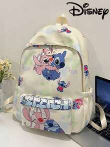 Disney Lilo Stitch & Angel 印花後背包，可愛大容量學生書包，適合青少年女孩休閒日常使用，防水輕量學生後背包 - 彩色 - 查看 13