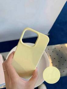 1件黃色親膚矽膠手機殼，相容 17/16/15/14/13/12/11 系列，親膚黃色軟殼，美觀 - 黃色 - 查看 4