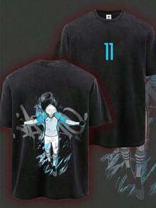 Camisetas Lavadas de Nueva para Hombre y Mujer 2026, Playeras , Camiseta de Anime de Peso Pesado para Hombre, Diseño de Jugador, Camiseta Lavada Suave, Ideal para Fanáticos del Anime, Estilo - Negro - Ver 1