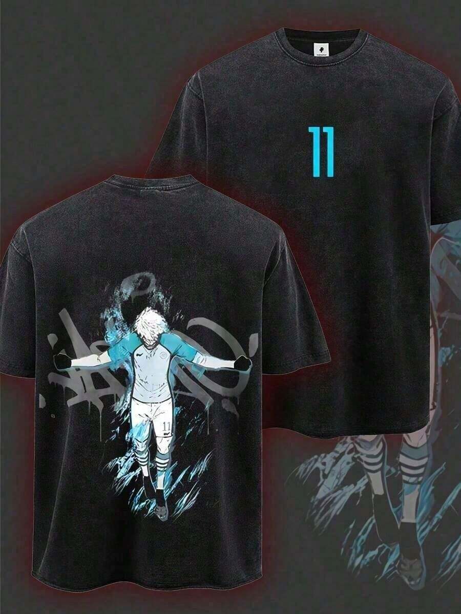 Camisetas Lavadas de Nueva para Hombre y Mujer 2026, Playeras , Camiseta de Anime de Peso Pesado para Hombre, Diseño de Jugador, Camiseta Lavada Suave, Ideal para Fanáticos del Anime, Estilo - Negro - Ver 1