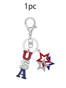 1 pieza Llavero colgante con tema rojo, blanco y azul, adecuado para mochilas, llaves y anillos de llaves de coche, perfecto como regalo para maestros o regalo de agradecimiento del 4 de julio - multicolor - Ver 10