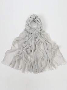 1pc Women's Solid Color Modal Fabric Pleated Tassel Scarf, Casual Daily Headscarf, Sun Protection & Warmth Shawl Scarf Suitable For Dresses - Multicolor - View 26