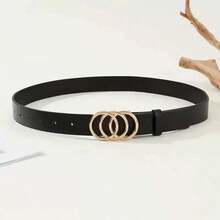 2pcs 3-Circle Buckle Fashion Decorative Versatile Daily Use Women's Belt Set - Multicolor - View 8