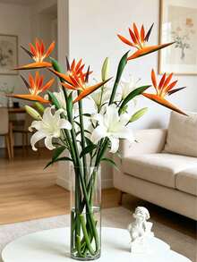 1/3pcs Artificial Bird Of Paradise Flowers, Rubber Material, Strelitzia Stems, Suitable For DIY Home Decor, Party Theme Display, Autumn Decoration - Orange - View 6