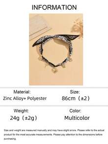 1pc Punk Style Black Cashew Print Silk Scarf With Alloy Cross, Heart, Portrait, Floral Multi- Pendant Decoration Collarbone Chain, Charming Women's Neck Jewelry For Outings, Dates, Street, Party, Daily Wear - Multicolor - View 6