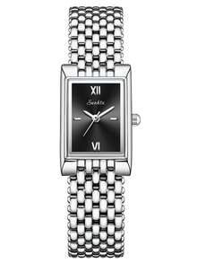 SUNKTA Fashion Women's Quartz Watch, Stainless Steel Bracelet, Waterproof For Daily Use, Exquisitely Compact Dial, Adjustable Bracelet - Silver - View 12