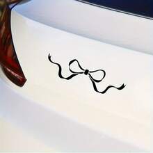 Cute Bow Women's Car Sticker - Glossy Embroidery Effect Cartoon Design, Self-Adhesive Asymmetrical Shape, Suitable For Rear Window/Laptop/Plastic/Glass/Metal, Car Decoration Accessory, Cute Fantasy Theme Decal - A - View 3