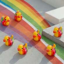 10/20/50pcs Random Mini Rainbow Resin Duck Figurines, Miniature Colorful Duck Decor, DIY Craft Accessories, Suitable For Slime Fillers, Party Favors, Classroom Rewards And Birthday Gifts - Multicolor - View 5