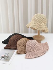 Women's Wide Brim Straw Sun Hat, Foldable & Rollable, UV Protection, Packable Beach Hat With Adjustable Strap, Suitable For Travel, Golf, Gardening, Outdoor - A - View 9