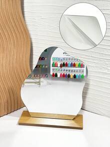 1pc Asymmetrical S-Shaped Wavy Mirror Acrylic Nail Art Display Color Card With Solid Wood Base, Reflective Display Board For Nail Salon Press-On Nails Photography - Multicolor - View 5