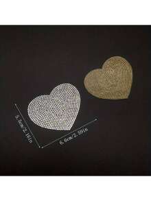 1pc Shiny Rhinestone Heart Patch, Iron-On, Suitable For Clothes, Hats, Bags Decoration, Valentine's Day, Summer, School Theme - Silver - View 7