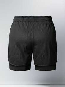 1pc Men's Summer Loose Sports Shorts With Zipper Pockets, Running Outdoor Casual Pants - Black - View 5