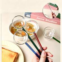 Glass Spoon, Long Handle Glass Soup Ladle, Transparent Serving Spoon With Colored Handle, Heat-Resistant Kitchen Utensil, Suitable For Broth, Ramen, Juice - View 3