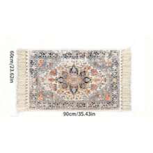 1pc Vintage White Tassel Rug, Decorative Carpet, Bedroom Decor, Small Rug, Carpet, Home Decor, Living Room Carpet, Living Room Small Rug, Bedroom Rug, Living Room Home Decor, Outdoor Rug, Washable Rug - Multicolor - View 11