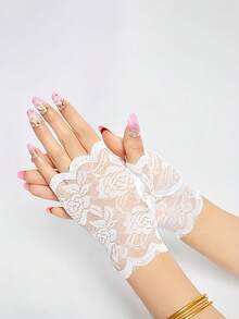 Women's Wedding Gloves Half-Finger Design Suitable For Short Dance Performances Highly Decorative Open-Finger, Suitable For Daily Decorative Gloves Fashionable Breathable - A - View 4