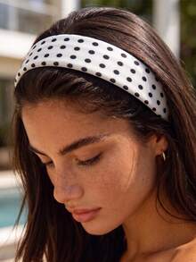 1 Pc Classic Polka Dot Headbands Wide Padded Hairbands For Women Girls Black White Hair Accessories Hair Accessories Tropical 4th Of July Summer Clip - Multicolor - View 3