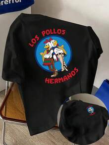 Men's T-Shirt, Los Pollos Hermanos, Double-Sided Print, Short-Sleeved Men's Fashion, Suitable For Casual Daily Wear And Outdoor Fitness Activities, An Essential Garment. - 白色 - 查看 6