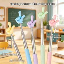 Retractable Reading Pointer Stick, Cute Hand Shape Teacher Classroom Pointer For Book, Extendable Reading Wand For Children, Home Use Teaching Stick For Middle School Students - Multicolor - View 7