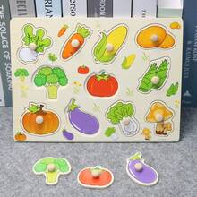 蒙特梭利玩具蘑菇钉手抓拼图板，儿童木制玩具，用于学习字母、数字、水果形状和识别；非常适合感恩节和圣诞节礼物，学习玩具，圣诞钉子儿童，蒙特梭利玩具>木制 - 杏色 - 查看 29