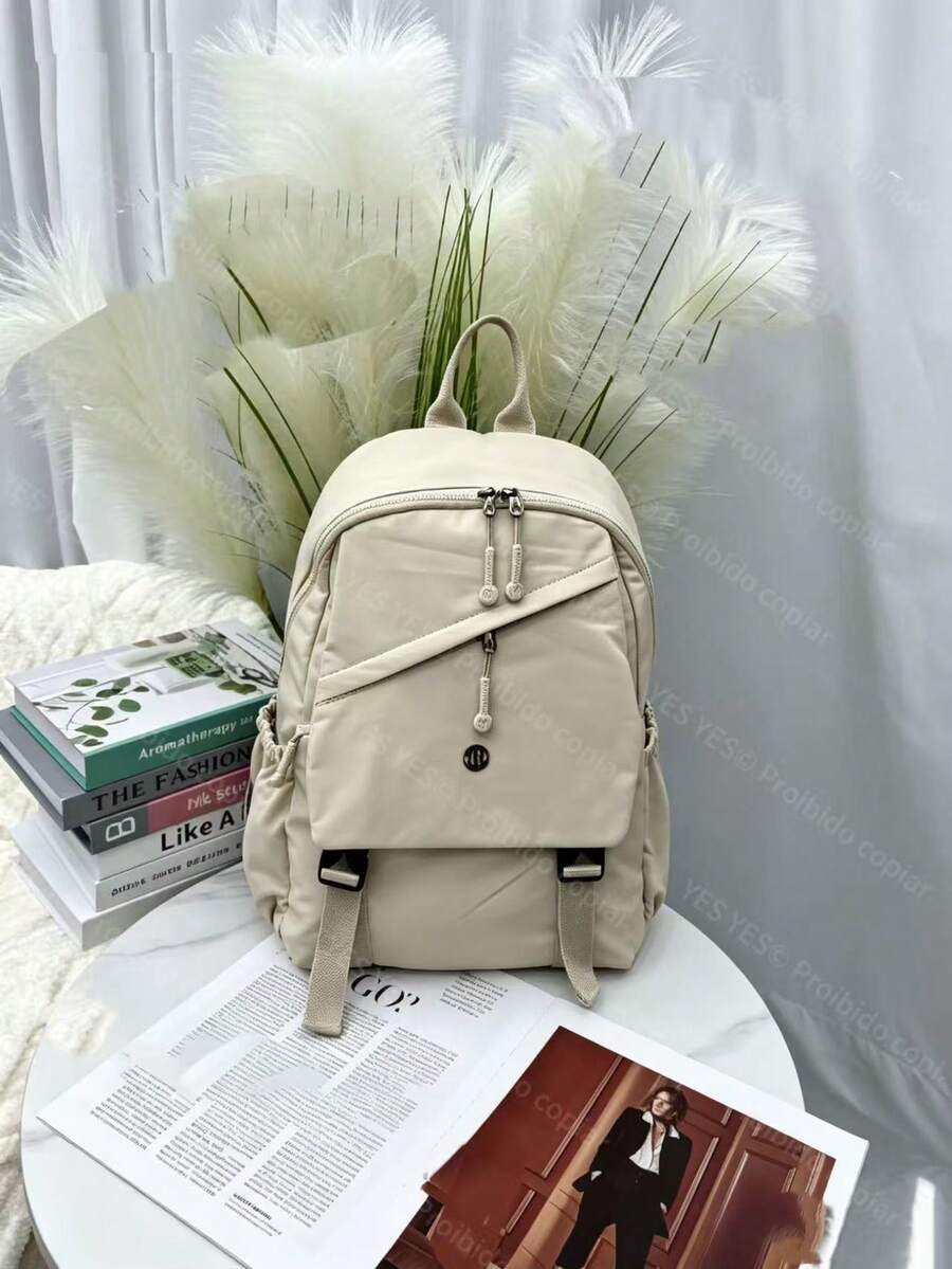 Women's Oxford Backpack - Large Capacity - 39 Cm High - With Multiple Compartments For School, Travel And Work - Creamy White - View 1