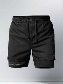 1pc Men's Summer Loose Sports Shorts With Zipper Pockets, Running Outdoor Casual Pants - Black - View 4