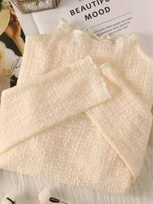 Women's Semi-High Neck Lace Undershirt, Thin Long Sleeve Autumn/Winter New Sweater Inner Layer, High-End Mesh Top Casual - Apricot - View 3
