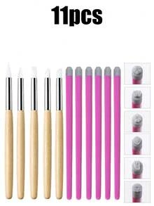 15pcs/11pcs/9pcs Nail Art Stamp Pen Set, Nail Art Stamp Includes Flower, Butterfly, Rose Nail Art Stamp Set, Freely Match Different Patterns To Create Personalized Nail Art, Durable And Resistant To Breakage Or Deformation. Paired With Silicone Nail Art Sculpting Pen, Nail Polish Carving Pen, Rubber Head Nail Brush, Suitable For Gel Nail Polish, Nail Art Stickers - Multicolor - View 9