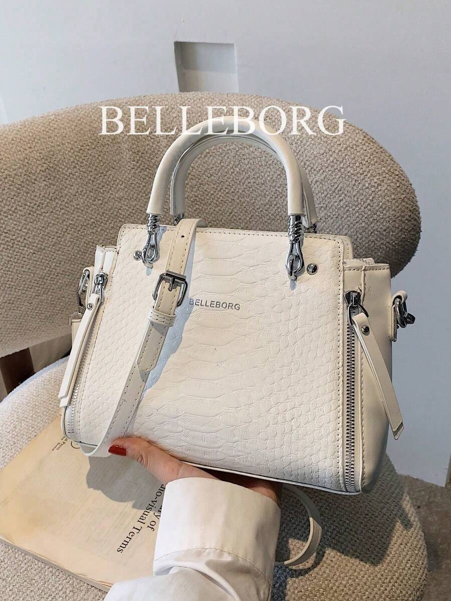 BELLEBORG 1件經典女士手提包,拉鍊開合,適合商務、日常與休閒使用 - 白色 - 查看 1