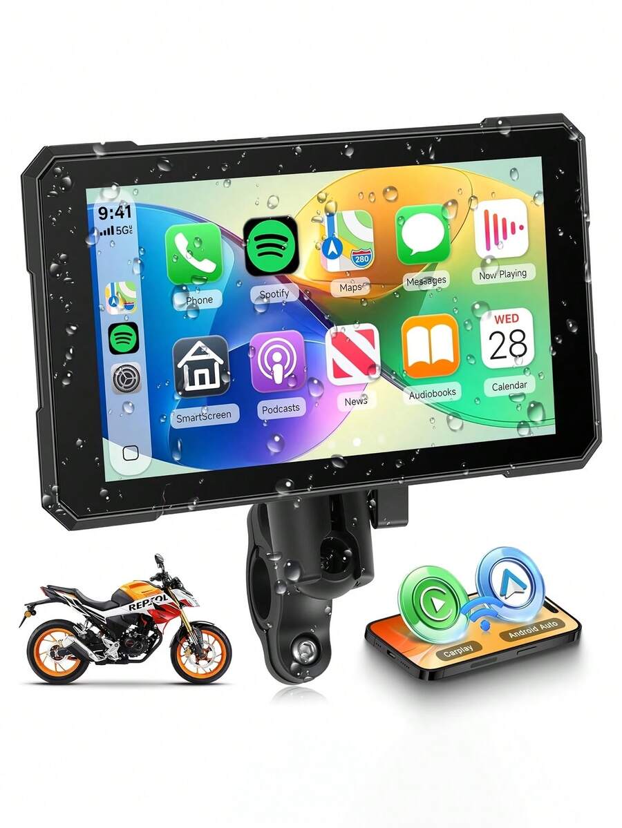 Pantalla táctil multimedia de 12.7 pulgadas para motocicleta, compatible con CarPlay, Android Auto universal, con navegación/inalámbrico