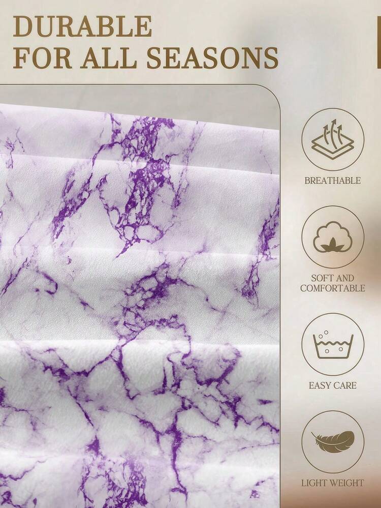 1Pc Purple Marble Vein Pattern Fitted Sheet,Minimalist Mattress Protector, Valentine's Day Mattress Cover For Bed, Bed Sheet, Soft And Breathable, For All Size Bed -Twin, Full, King, Queen Size Sheet Deep Pocket Up To 11.8 Inch - Purple - View 6
