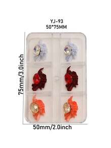 1 Caja 24 Piezas Pétalos de Flores de Resina Multicolor Decoraciones de Arte de Uñas con Strass 3D Incrustados Juego de Decoración de Arte de Uñas DIY de Resina - Multicolor - Ver 9