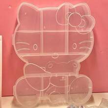 SANRIO 3件組 Hello Kitty 珠寶收納盒套裝，透明分格大容量珠飾收納盒，適合女孩、女性與兒童的完美禮物，可愛卡通角色設計展示盒 - 彩色 - 查看 3