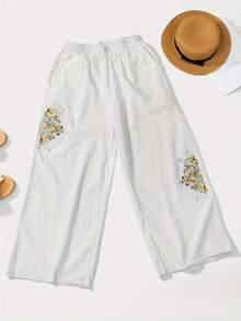 Pantalones Anchos Bordados 889 - Caqui - Ver 10