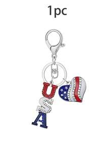 1 pieza Llavero colgante con tema rojo, blanco y azul, adecuado para mochilas, llaves y anillos de llaves de coche, perfecto como regalo para maestros o regalo de agradecimiento del 4 de julio - multicolor - Ver 8