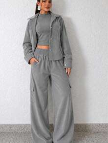 Women's Chic Velvet Winter Set - Gris - Ver 2