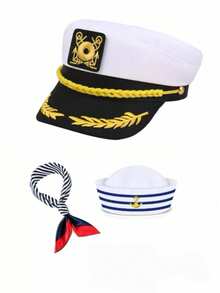 1套情侶裝，包含水手風格服裝、藍色條紋海軍帽、船長角色扮演水手帽、遊艇派對帽及情人節主題禮物 - 彩色 - 查看 13