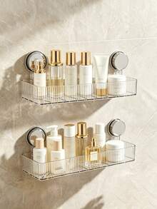 1pc Suction Cup Wall-Mounted Bathroom Shelving, Shower Caddy, Drill-Free Triangular Storage Rack For Shampoo And Shower Accessories, Contemporary Organizer For Bathrooms And Kitchens, Corner Shelf Design, Bathroom Organizers And Storage - Multicolor - View 7