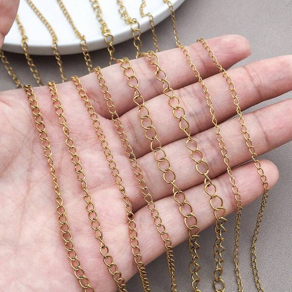 1 Meters Stainless Steel No Fade Chains For Jewelry Making DIY Necklace Bracelet Accessories Gold Chain Beads Beaded Chain Supplies