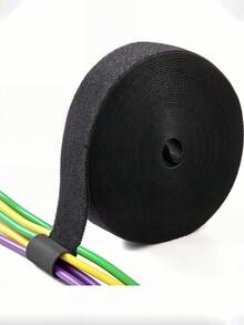 5m Reusable Hook And Loop Cable Ties, Adjustable Multi-Purpose Cable Management Straps, For Desk, Office, Dorm, Car, Garden Plants, Organizing Data Cables, Chargers & Network Cables - Black - View 9