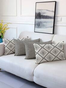 4pcs,Decorative Pillow Covers,Geometric Pattern,Polyester Fiber Cushion Covers,Hidden Zipper,Machine Washable,Minimalist Fashion Line Pattern,Zipper Closure,Home Decorative Pillow Covers,Sofa Living Room Bedroom Pillow Covers,No Pillow Insert - Grey - View 3