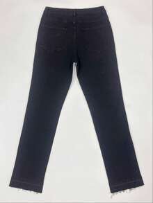 Men's Stretchy Slim Fit Adjustable Flared Hem Jeans, Casual Street Fashion Design, All Season - Black - View 6