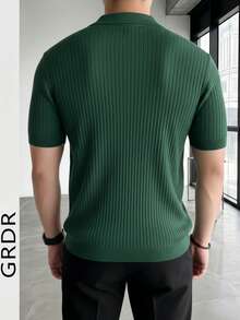 GRDR Men's Solid Color Short Sleeve Casual Knit Top - Dark Green - View 8