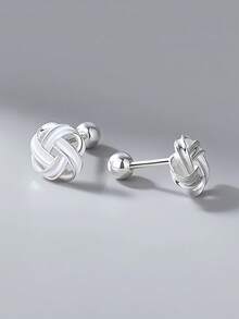 1pc New Style Wrap Earring Screw Twist Ear Bone Stud, Niche Luxury Personalized Minimalist Versatile Exquisite Ear Jewelry - Silver - View 2
