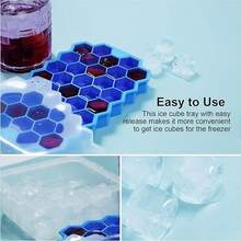 Silicone Honeycomb Ice Cube Tray With Lid - 37 Cavities, Flexible Ice Maker, Suitable For Summer Drinks, Easy Release And Easy To Clean, Essential For Cold Beverages - Multicolor - View 9