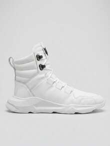 Men's Leather Sneakers Ranclafe 7033 Mid-Top Casual Gym Training Urban Comfortable - Putih - View 7