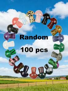 5/10/20/30/50/100pcs Artificial Crystal Mini Mushroom Beads, Spiritual Energy Faux Gemstone Carved Handmade Craft, Mixed Material Home Decor - Multicolor - View 18