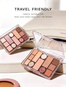 Romantic Beauty RMT 12色眼影盘，哑光和珠光裸色眼影，防晕染，便携，适合日常和派对使用，送给妈妈、姐妹、女朋友的绝佳礼物 - 01落葉 - 查看 5