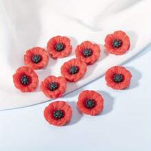 5/10/15pcs Red Poppy Flower Fridge Magnets, Cute And Interesting Kitchen Decor, Room And Office Decor, Home Decor, ABS Material, Perfect Gift For Holidays, Refrigerator Magnets - Red - View 7