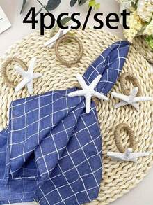 4pcs/Set Starfish Decor Napkin Ring,Ideal For Outdoor, Themed And Holiday Table Decor-Handwoven Linen Napkin Rings With Floral Design - Natural Jute Material For Nautical Theme Table Decor, Perfect For Parties, Weddings, Birthdays - View 13